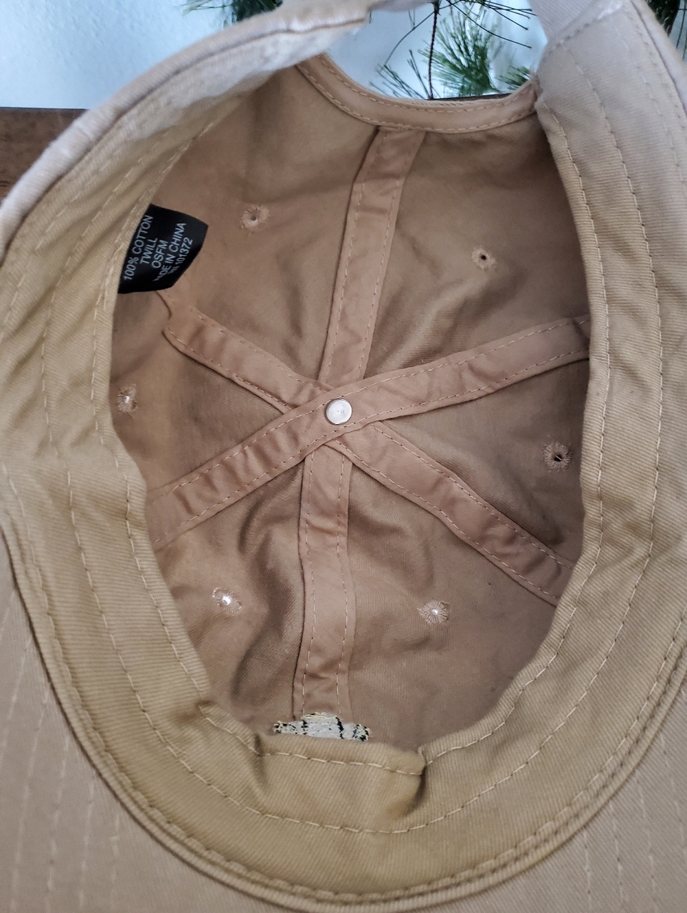 Minimalist Cactus Embroidered Dad Hat | Khaki Tan Cotton Baseball Cap - Picture 4 of 6